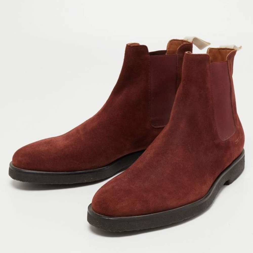 Common Projects Burgundy Suede Chelsea Boots